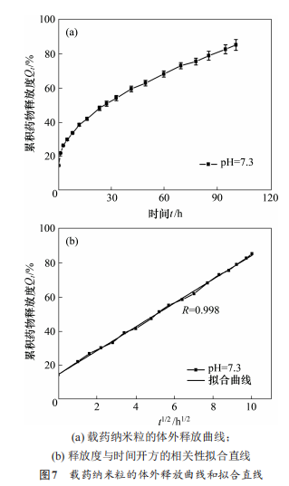 载药纳米粒的体外释放曲线和拟合直线